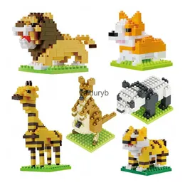 Block mini tecknad djur byggstenar 3d dinosauri giraff känguru panda diamant miniatyr figurer modell ldren pedagogisk toyvaiduryb