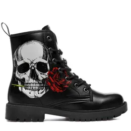 CoolCustomize Custom Skull Rose Girl Fashion Printed Boot Personlig vinter varm pälsfodrad snörning Bekväm egen design Wording Name Valentine Gift till henne