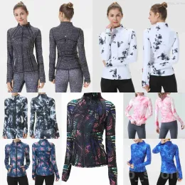 Lu Align Lu Define Lady Yoga Outdoor Manga Longa Casaco Jaquetas de Fitness Treinamento Impressão Activewear Mulher Stretch Sportswear Roupas Finas Stand 75