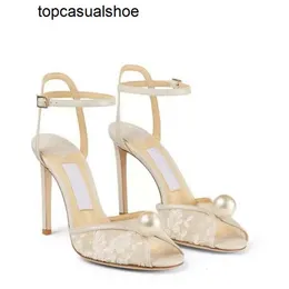 Jimmyness Choo Perfeito Sacora Sandálias Elegantes Sapatos Designer Branco Mulheres Pérolas Cinta Senhora Salto Alto Festa Casamento Noiva Bombas Gladiador Sandalias EU36-42