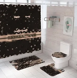 Oberen Buchstaben bedruckte Duschvorhänge Set Designer Teppich Toilettensitz Abdeckung Fußbodenmatte Badezimmer Nicht -Schlupfmatten Sets