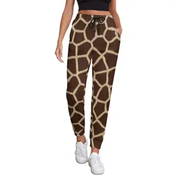 Pantalon femme imprimé girafe dames marron Animal Hippie Joggers printemps Kawaii pantalon personnalisé grande taille 3XL