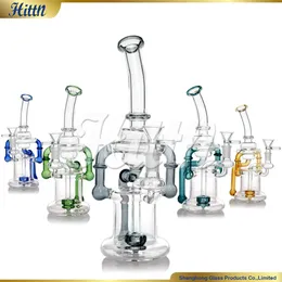 Recycler Dab Rig Recycler Бонг Насадка для душа Перколятор Стеклянный бонг Пьянящая стеклянная курительная трубка Золоуловитель 11 дюймов 14 мм Соединение Горячие продажи 2024 года