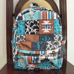 Bags Wholesale Baby Kids Howdy Backpack Daypack Toddler Western Cactus Striped Outdoor Portable Children School Cow Print Bag