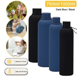 Bouteilles d'eau 750/1000ml bouteille thermique en acier inoxydable mince étanche sport isolé pour Camping en plein air randonnée