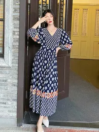 Casual Kleider Jastie 2024 Frühling Sommer Floral Bedrucktes Kleid Frauen Elegante V-ausschnitt Slim Urlaub Laterne Hülse Große Schaukel