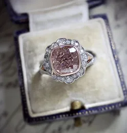 High-end Rose Gold Double Pink Moissanite Ring Factory Direct Sales European och American Hand Jewelry