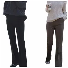 Pantalon femme automne et hiver longue jambe droite élastique taille haute légèrement évasé pantalon décontracté