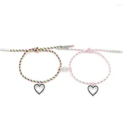 Charm Bracelets 2Pcs Magnetic Attraction Ball Alloy Milan Rope Hand Woven Adjustable Couple Chains Valentine's Day Jewelry Gifts