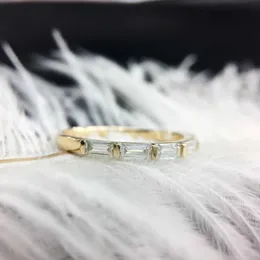 Bandringe CVD HPHT Lab Grown Diamond 0,7ctw Baguette Cut Weddband Solid 14k Yellow Gold DEF Color Excellent Cut For Women J240118