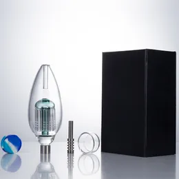 NC075 Renkli Kol Ağacı Perc Cam Su Bong DAB Rig Sigara Boru Od 63mm Yaklaşık 6.02 inç Tüp Besik Hediye Kutusu 510 Titanyum Kuvars Seramik Tırnak Balaması Silikon Kavanoz