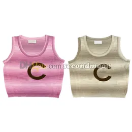 Gradient Color Tanks Women Letters Print Vest U Neck Knitted Top Spring Summer Breathable Sport Vests