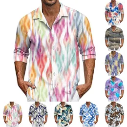 Camisas casuais masculinas verão solto impressão manga longa cardigan praia engraçado padrão camisa de alta qualidade temperamento topo poleras de hombre
