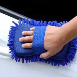 1 datorer Biltvätt Auto Hand Soft Handduk Microfiber Chenille Anthozoan Washing Gloves Coral Fleece Sponge Car Washer ZZ