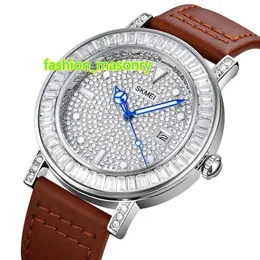 Skmei 1953 Men Wrist Watch Moissanite Hip Hop Iced Out Watch Quartz Luxury Gold Diamond Watches