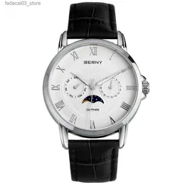 Outros relógios Berny Quartz Sapphire Homens Day-Date Moon Phase Scale Multi-Função Dial Business Wrist Sapphire Luxury Men Q240118