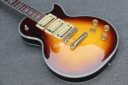 Yükseltme Özel Mağaza Ace Frehley Signature 3 Pikap Sunburst Tiger Flame Electric Guitar, Lep Guitarra