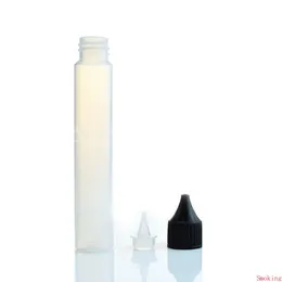 Bottiglie vuote da 30 ml Stile penna sottile ELiquid E Olio di succo Bottiglia di plastica PE Bottiglia contagocce con punta lunga e sottile Tappi neri bianchi DHL