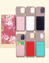 Luxe kaarthouder telefoonhoesjes voor iPhone 13 ProMax 12 ik 11 XS XSmax Xr-serie hoesjes modeontwerper portemonnee leer Lychee Patter4589691