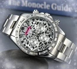 ICE Out Hip Hop Masculino Anel de Diamantes Coloridos Brilhante Relógios com Mostrador Estrelado 42mm Bateria de Quartzo de Aço Inoxidável Super Completo Calendário Funcional Pulseira de Ouro Cronômetro