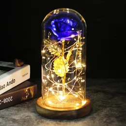 LED-Leuchten, Rosenlicht, künstliche Galaxie-Rosenlampe mit Schmetterling und bunten LED-Rosenblüten in Glas, batteriebetrieben, Geschenke für Frauen