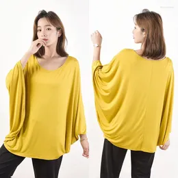 Women's T Shirts Modal Batwing Sleeve T-shirt Sumer Casual Loose Tshirts O-Neck Large Size Solid Color Tee Tops