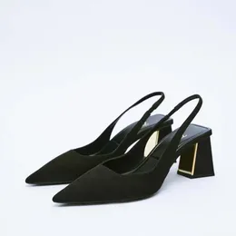 Sandallar Bahar Yaz Tıknaz Topuk Pompaları Sahte Süet Kadın Ayakkabıları Sığ Ağız Sandalyas Feminas Siyah Kayıtlı Zapatos