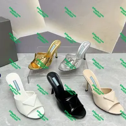 Slippers Designer Women's High Quality Triangle Shoes Classic Casual Shoes Women's Slippers Multicolor Fashion äkta läder höga klackar plattskor spetslåda 9.5