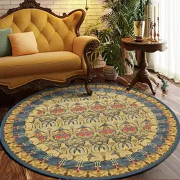 American Retro Carpets for Living Room Ethnic Style Bedroom Decor Round Carpet Hanging Basket Chair Floor Mat Home Nonslip Rug 240117