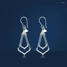 Boucles d'oreilles pendantes PT950, platine pur véritable 950, cadeau pour femmes, Triangle géométrique irrégulier, chaîne à maillons O, 2.5g