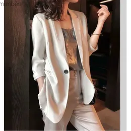 Damenanzüge, Blazer, 2022, Frühling und Sommer, kleiner Anzug, Mantel, Damen, dünn, Satin, Perlentropfen, vielseitig, lässig, Oberteil und Freizeit, schmaler Blazer feminino longoL240118