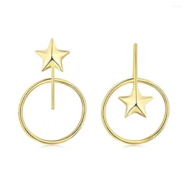 Studörhängen 925 Pure Silver Ear Studs Niche Asymmetrical Personality Instagram Style Star Jewelry European and American