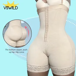 Fajas colombianas yüksek bel antrenör gövdesi shapewear zayıflama kılıfı kadınlar düz göbek popo kaldırıcı şekillendiriciler külot push corset 240117