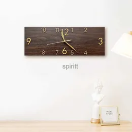 Relógios de mesa de mesa retro grão de madeira retangular relógio de parede sala estar estudo casa criativo relógio personalidade moderna arte decorativa mesa mudo yq240118