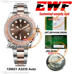 EWF V2 YM 40mm 126621 A3235 Automatic Mens Watch Brown Dial 904L Steel Two Tone Rose Gold Case Bracelet Best Version Same Serial Warranty Card Timezonewatch EW