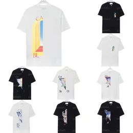 남성용 여름 T 셔츠 카사 블랑카 T 셔츠 여성 남성용 TSHIRT 캐주얼 편지 인쇄 만화 티셔츠 여자 의류 편지 캐주얼 남자 티 셔츠 카사 대형 티셔츠