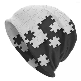 베레모 흰색 직소 퍼즐 두개골 비니 모자 모자 여름 유니스 스트리트 모자 따뜻한 열 탄성 보닛 니트 모자