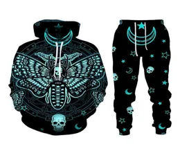 Men039s Hoodie and 3D punk skeleton pattern twopiece suit autumn and winter casual wear Gothic style fashion G12175301644