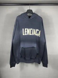 La más alta calidad Paris B Marca Cinta adhesiva Impresión de letras de papel Unisex Hombres y mujeres parejas Sueltas Casual Manga larga Sudadera con capucha Sudaderas Italia Diseñador Sudaderas