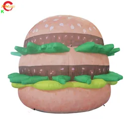 Modello di hamburger gonfiabile gigante per hamburger gonfiabile con porta libera da 5 m e 16,4 piedi di altezza per nave porta libera per la promozione pubblicitaria