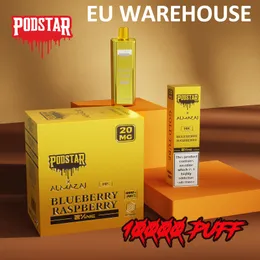100% original uppladdningsbar 10000 puffar mesh spole podstar disponibla vape e-cigaretter med 10 fruktsmaker i lager i EU-lager.