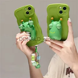 Obudowy telefonu komórkowego Śliczne zabawne żaba prasa bransoletka rozciągająca decompress zabawka na telefon iPhone 11 15 Pro Max 14 Pro 13 12 XS XR 7 8 Plus Cover J240118