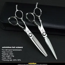 Shears Univinlions 6 "Scissori per parrucchiere a sinistra Scissori per capelli a sinistra per salone barbiere sinistro di assottigliamento mancino