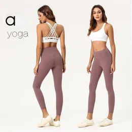 Al Woman Yoga Pantolon Yüksek Bel Spor Gideri Giyim Taytlar Elastik Fitness Lady Açık Hava Spor Pantolonları