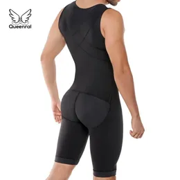 Bodysuit Men viktminskning Formear Full Body Shapers Slimming Plus Size Open Crotch Abdomen Shaper Midjetränare Underkläder S6XL 240117