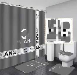 High-end Letter Printed Shower Curtains Designer Print Bathroom Curtain Home Toilet Er Mat Bath Supplies