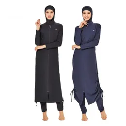 3PCS Muslim Modest Bademode Abaya Badeanzug Für Frauen Abayas Hijab Islamischen Langarm Volle Abdeckung Ups Schwimmen Anzug Schwimmen 240117