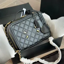 Designer-Tasche, Umhängetasche, Luxus-Box, Make-up-Tasche, Tragetaschen, Tasche mit Kanalkette, Clutch, Damen, kariert, Kaviar, WASCHTASCHE, Geldbörse, doppelte Buchstaben, feste Haspe, Taille, quadratische Streifen