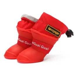 4PCSSet Dog Rain Boots Wodoodporne buty polarowe wyłożone regulowana gumowa gumowa pet śnieg dla małych średnich psów Antislip 240117