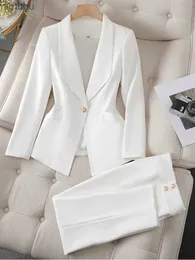 Kombinezony damskie Blazers pant garnitur Czarna biała morelowa kurtka blezer i spodnie kobiety biznesowe noszenie Formalne 2 -częściowe zestaw blezer Womenl240118